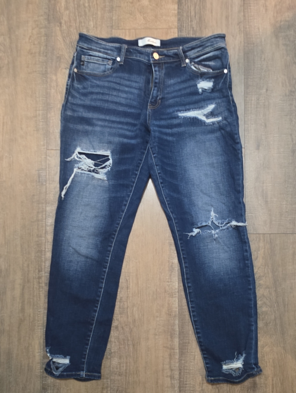 KanCan Dark Blue Distressed Boyfriend Jeans